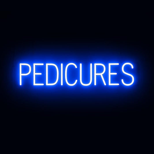 SpellBrite PEDICURES Sign | Nail Salon-Related Sign with Neon Look, Blue LED Light Source | 31.7" x 6.3"