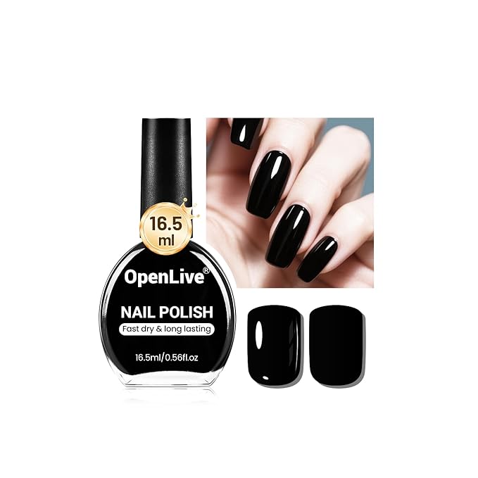 16.5ml Black Nail Polish Large Volume Quick Drying Nail Polish, Fast Drying and Long Lasting Color Nail Art DIY Home Manicure Gift for Women
