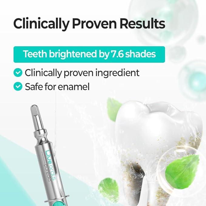 Live Orals PureDia Teeth Whitening Kit - Gel & Mouthpiece Set, Hydrogen Peroxide, Dentist Formulated for Sensitive Teeth, 28 Treatments.