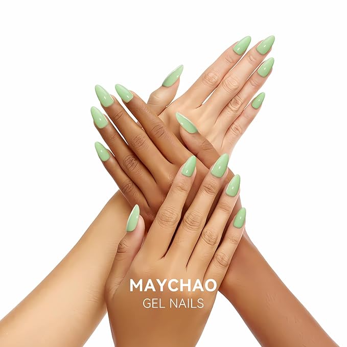 MAYCHAO 15ML Gel Nail Polish 1Pc Milky Green Gel Polish Soak Off UV LED Nail Lamp Curing Nail Polish for Nail Art Manicure Salon DIY at Home, 0.5 OZ