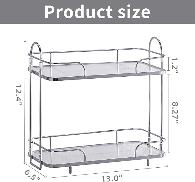 Seoneiro 2 Tier Corner Bathroom Counter Organizer, Cosmetic Skincare ，Bathroom Countertop Perfume Tray Vanity, Kitchen Spice Corner Storage Shelf