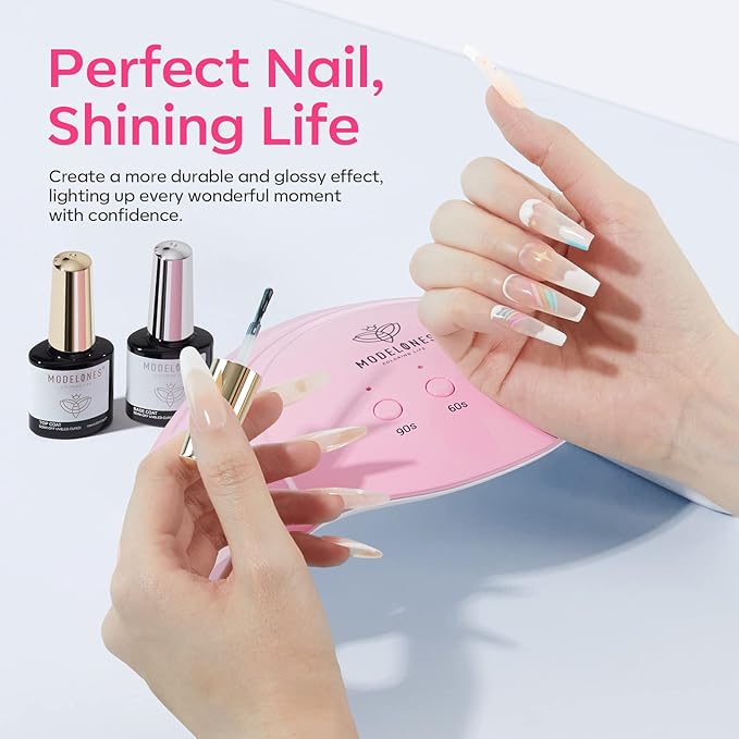 Modelones UV Light for Gel Nails with Gloves, 48 W Nail Dryer with 3 Timer Settings, Lamps for Gel Polish, Professional UPF99+ UV Protection Gloves for Art Manicure