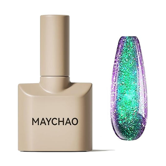 MAYCHAO 15ML Chameleon Gel Nail Polish 1Pc Green to Purple Nail Polish Soak Off UV LED Nail Gel Polish Nail Art Starter Manicure Salon DIY at Home, 0.5 OZ
