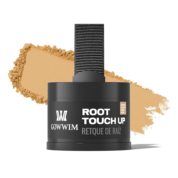 Gowwim Root Touch up Powder, Instantly Gray Hair Cover up Hairline Powder for Women & Men Waterproof and Sweatproof Root Cover Up Long-Lasting for Thinning & Loss Hair (Medium Blonde1, 4g)
