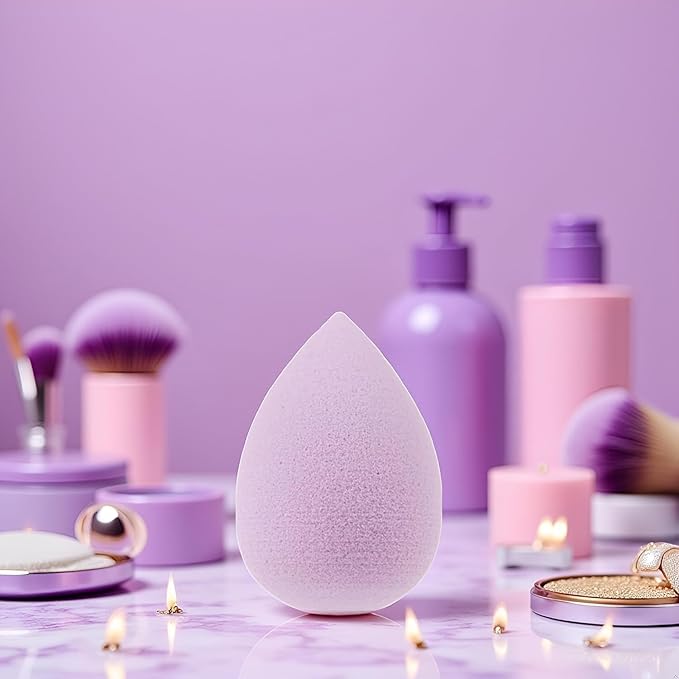12 PCS Mini Makeup Sponge Small Beauty Sponge Blender Set for Foundation, Powder, Concealer Highlight,and Eye Shadow, Purple