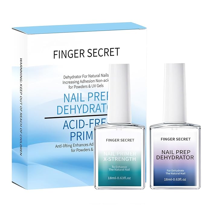 X-Strength Nail Primer and Prep Dehydrator Poly Gel Nail Kit,Nails Fast Dry Prep Base Coat Kit for Design Nail Art in Salon or Home Use 18ml/0.63floz