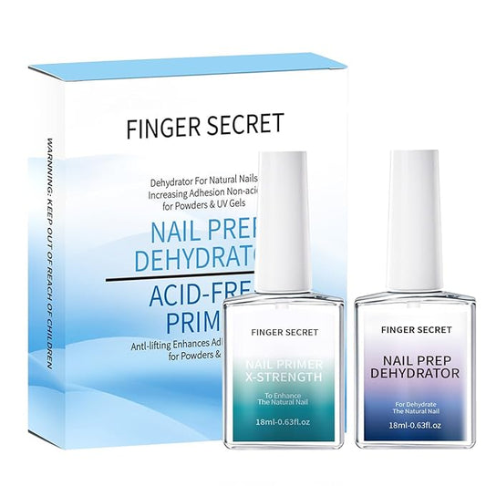 X-Strength Nail Primer and Prep Dehydrator Poly Gel Nail Kit,Nails Fast Dry Prep Base Coat Kit for Design Nail Art in Salon or Home Use 18ml/0.63floz