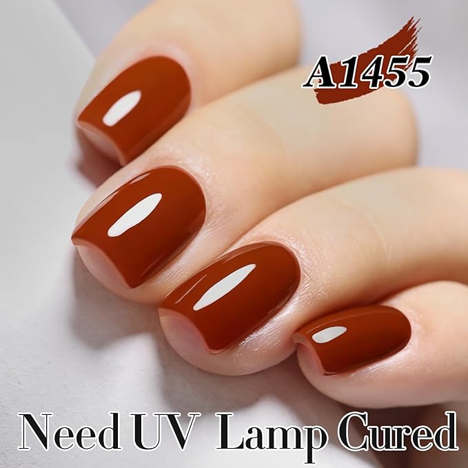 Double Rhythm Burgundy Gel Polish 15ML Pure Sheer Same Color Same Bottle Soak Off Gel Polish Art Manicure Salon DIY at Home for Women (Tan Red-A1455)