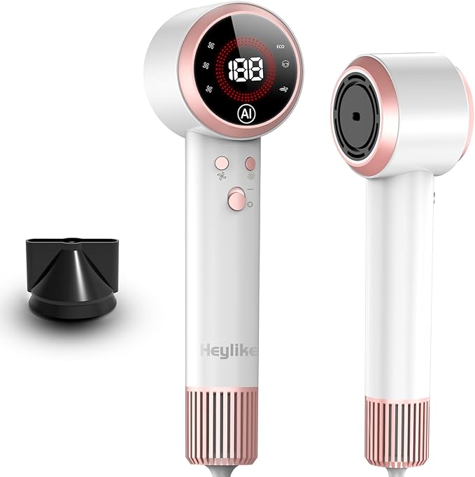 AI Hair Dryer,160000RPM High-Speed Brushless Motor Plasma Ion AI Blow Dryer Without Diffuser for Fast Drying, Professonal 4Temps/3Speeds Thermo-Control Lightweight Hairdryer for Women Men Travel Salon
