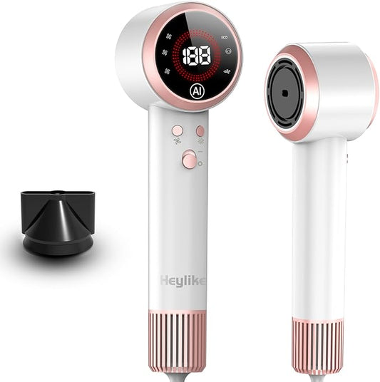 AI Hair Dryer,160000RPM High-Speed Brushless Motor Plasma Ion AI Blow Dryer Without Diffuser for Fast Drying, Professonal 4Temps/3Speeds Thermo-Control Lightweight Hairdryer for Women Men Travel Salon