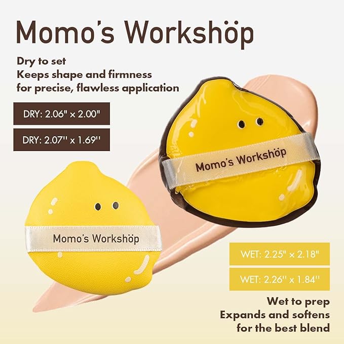 Lemon Makeup Sponge Set,Cosmetic Foundation Sponges, Dual-Textured for Wet/Dry Use, Pointed Tip for Detail Work, Halloween Makeup Sponge for Face,2pcs L+S Size Beauty Puff & Storage Case