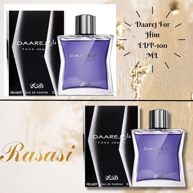 RASASI Daarej Pour Homme Eau De Parfum Spray for Men, 3.4 Ounce (PACK OF 2)