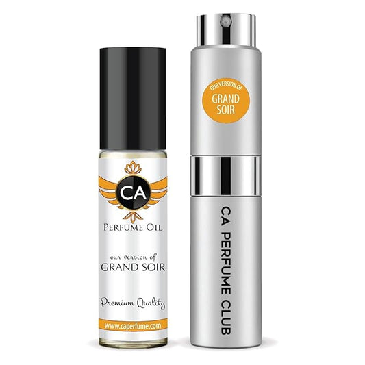 CA Perfume Duo Impression of Grand Soir For Women And Men Perfume Layering Set Long Lasting Travel Size EDP + Body Oil Roll-On Bottle 0.27 Fl Oz+0.33 Fl Oz