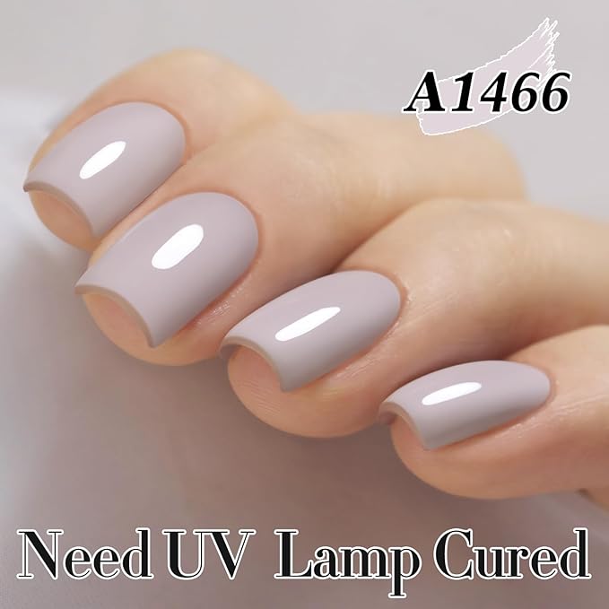Double Rhythm 15ML Gel Nail Polish Pure Sheer Same Color Same Bottle Soak Off Gel Polish Art Manicure Salon DIY at Home for Women (Milky Gray-A1466)