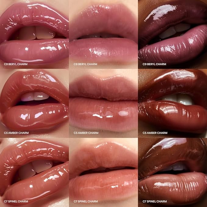 ENTROPY Makeup 2-in-1 Charm Shiny Glowy Lip & Cheek Gloss Tint Keychain, High Pigment Glossy Lip Color & Plumping Gloss, C9 Beryl Charm