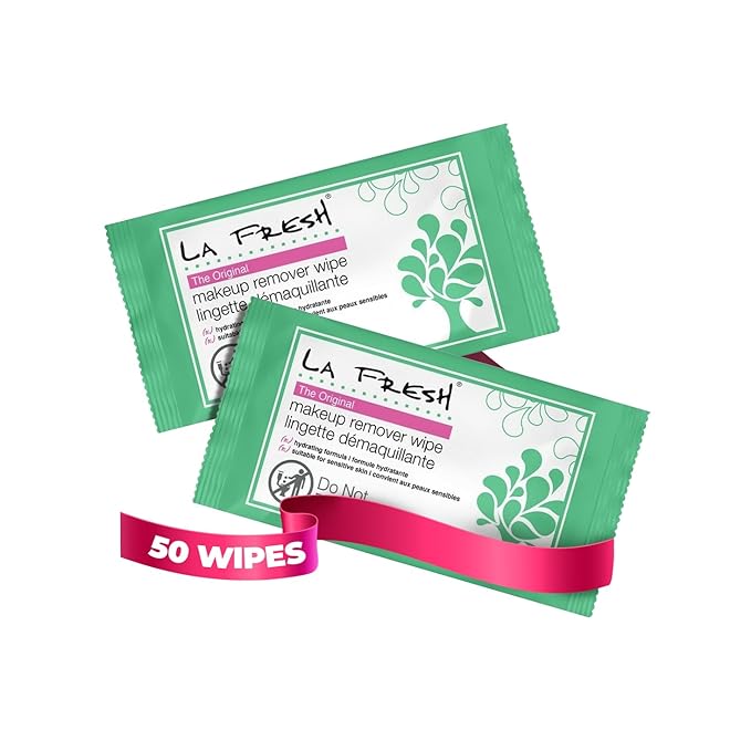 LA Fresh Makeup Remover Wipes with Vitamin E - Make up Remover for Face, Eyes, Lips - Face Travel Essentials - Case of 50ct Makeup Wipes