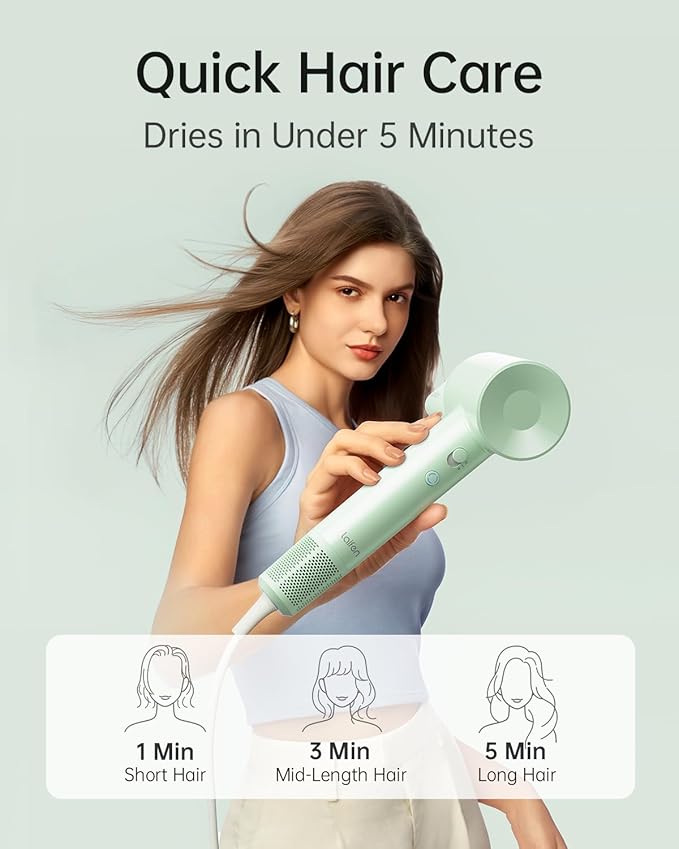 Laifen SE Lite Hair Dryer, Negative Ionic Blow Dryer with 100,000 RPM Brushless Motor for Fast Drying, High-Speed Low Noise Thermo-Control Hairdryer with Lightweight Design for Home/Portable Travel