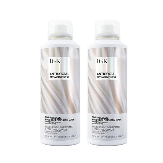 IGK Antisocial Dry Hair Mask | Leave-In Overnight Bond-Building Treatment for Dry Hair & Extensions | Hydrates, Repairs & Softens | 5oz (Pack of 2) New and Improved Scent