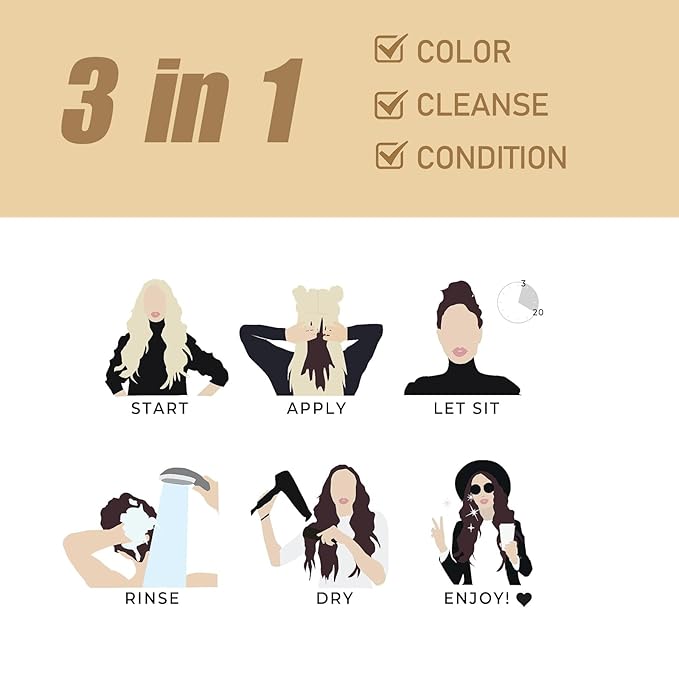 Fvquhvo Cherry Brown Hair Dye Shampoo, Hair Color Shampoo for Women Men, Colors in Minutes, Long Lasting Brown Hair Dye, Champu Para Pintar el Cabello, Easy to Use 16.90 Fl Oz