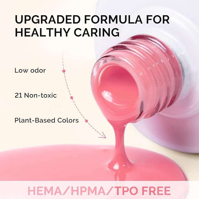 MelodySusie Fleurwee Plant Based Gel Nail Polish, Hema Free Dark Pink Nail Polish, Soak Off UV LED Gel Polish Gift for Women 21 Non Toxic Long Lasting Nail Art Manicure Salon DIY at Home P45