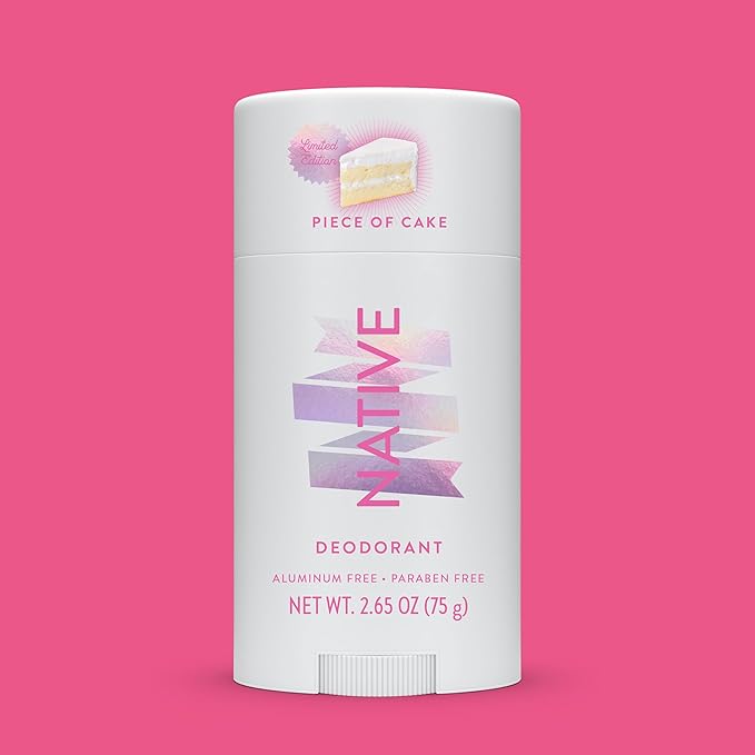 Native Aluminum-Free Clean Deodorant with Natural Derived Ingredients, 72HR odor control | Deodorant for Women and Men | Baking Soda, Coconut Oil, Shea Butter | Piece of Cake Birthday
