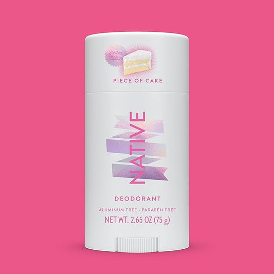 Native Aluminum-Free Clean Deodorant with Natural Derived Ingredients, 72HR odor control | Deodorant for Women and Men | Baking Soda, Coconut Oil, Shea Butter | Piece of Cake Birthday