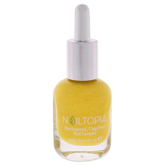 Nailtopia - Plant-Based Chip Free Nail Lacquer - Non Toxic, Bio-Sourced, Long-Lasting, Strengthening Polish - Sol Glow (Bright Yellow) - 0.41oz