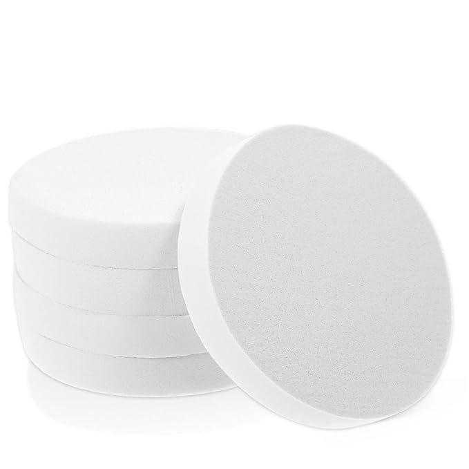 5 PCS Flat Makeup Sponge for Foundation, White Cushion Foundation Puff Round Makeup Sponge, Round Beauty Blender Sponges Powder Puff for Professional Make Up