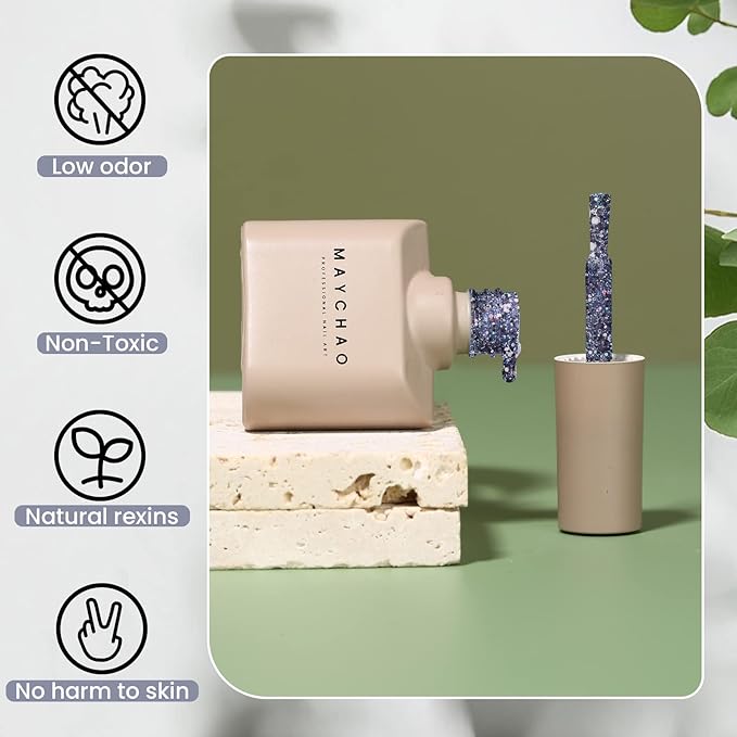 MAYCHAO 15ML Glitter Gel Nail Polish 1Pc Galaxy Glitter Gel Polish Soak Off UV LED Nail Polish Nail Art Starter Manicure Salon DIY at Home, 0.5 OZ