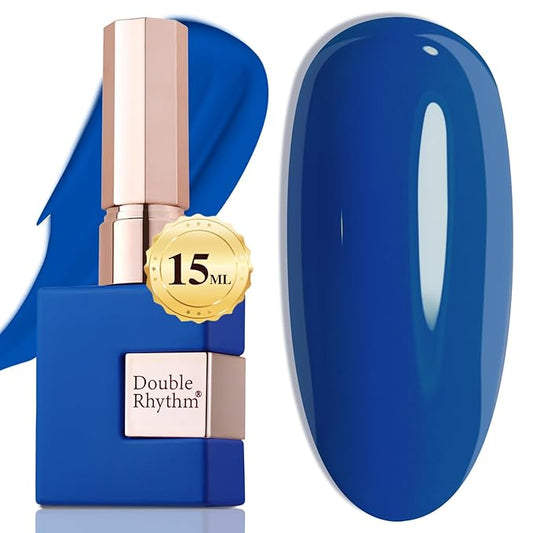 Double Rhythm 15ML Gel Polish Pure Sheer Same Color Same Bottle Soak Off Gel Polish Art Manicure Salon DIY at Home for Women (Dark Blue-A1335)