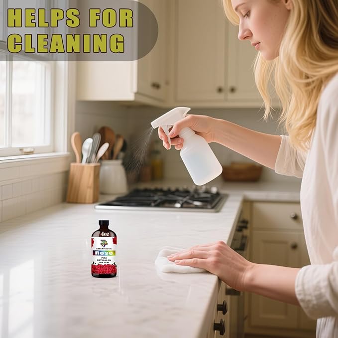 Rose Essential Oil (4 oz/120 ml) — Rose Oils for Aromatherapy, diffusers, humidifiers, Home fragrances, DIY Skincare, soap Making, DIY Candle, Relaxation, Yoga, and Meditation