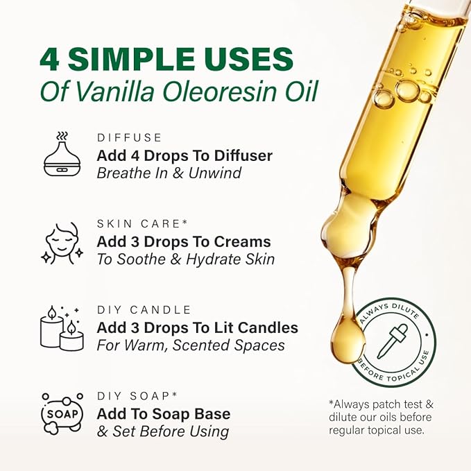 KUKKA Vanilla Essential Oils - 4 Fl Oz - for Hair, Skin, Diffuser, Aromatherapy & DIY Soap Making Scent