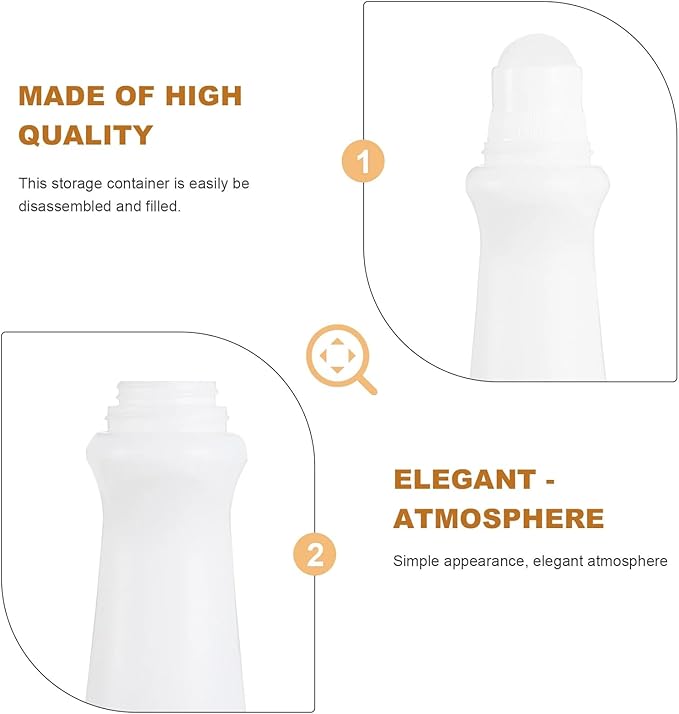 4 Pcs White 75ml Empty Refillable Roller Bottle Plastic Roll On Bottles Reusable Rollerball Bottles DIY Deodorant Containers with Roller Ball，Refillable Containers，Refillable Cosmetic Roller Bottles