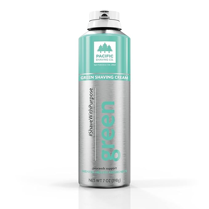 Pacific Shaving Company Green Shaving Cream - Foaming Colorful Shaving Cream - Hydrating, Redness Reducing + Irritation Free Shave Cream (7 Oz)