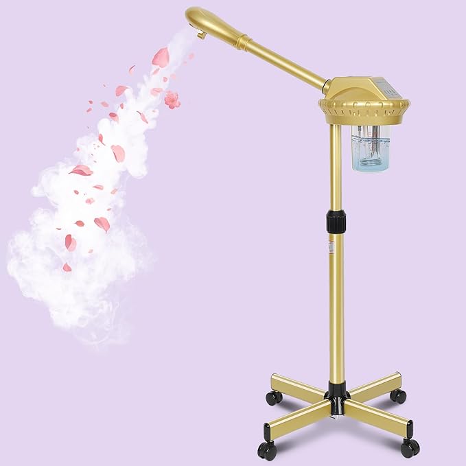 Facial Steamer, Professional Facial Steamer for Estheticians, Hot Mist & Timer Function, Ozone Face Steamer on Wheels for Spa, Salon and at Home Use