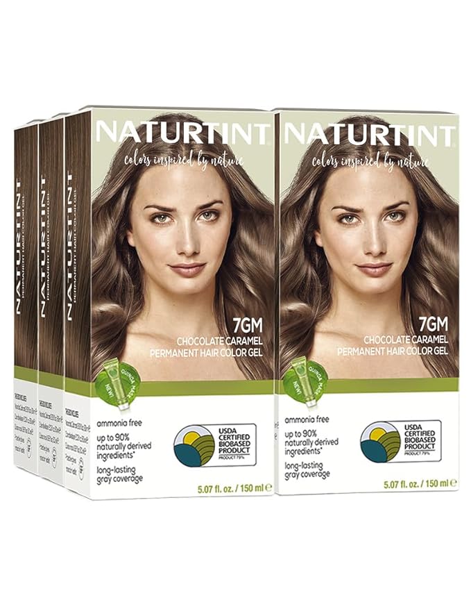 Naturtint 7GM Chocolate Caramel Permanent Hair Color (Pack of 6), Ammonia Free, Vegan, Cruelty Free, up to 100% Gray Coverage, Long Lasting Results (Packaging may vary)