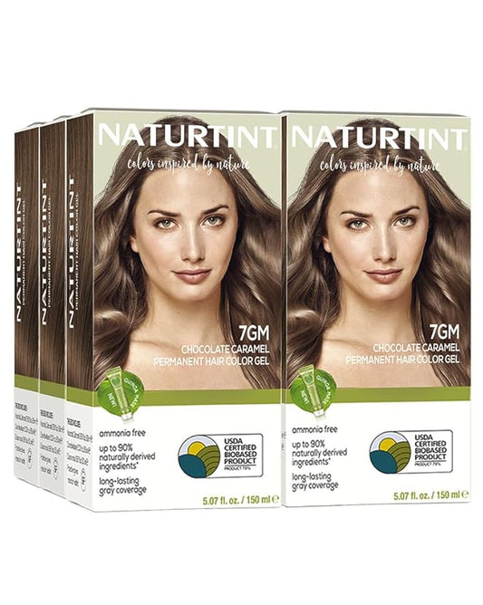 Naturtint 7GM Chocolate Caramel Permanent Hair Color (Pack of 6), Ammonia Free, Vegan, Cruelty Free, up to 100% Gray Coverage, Long Lasting Results (Packaging may vary)