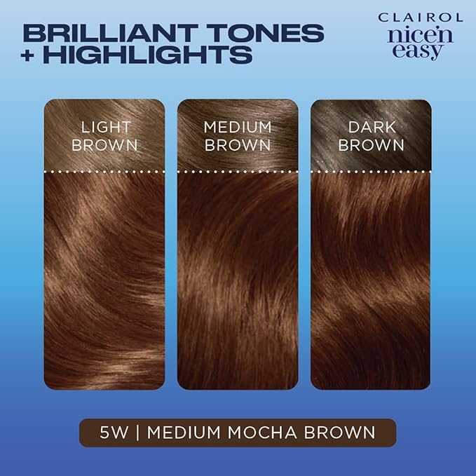 Clairol Nice'n Easy Permanent Hair Dye, 5W Medium Mocha Brown Hair Color, Pack of 1