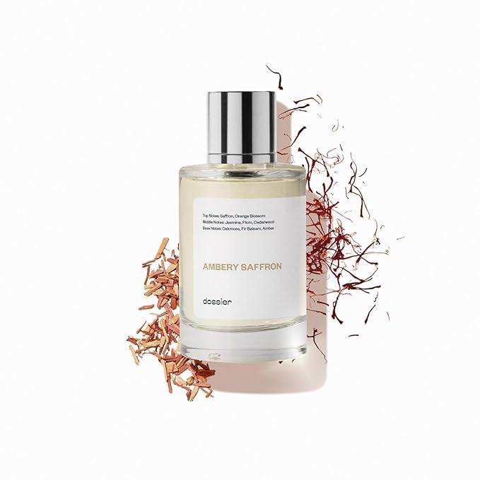 Dossier - Ambery Saffron - Eau de Parfum - Inspired by MFK's B.accarat R.ouge 5.40 - Vegan, Unisex Perfume Spray - 3.4 Fl Oz (100ml)