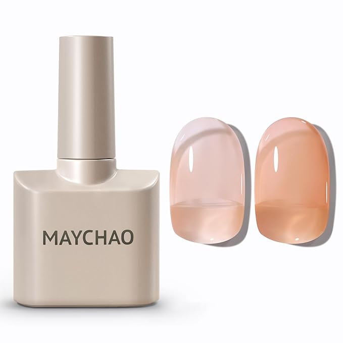 MAYCHAO 15ML Jelly Neutral Nude Gel Nail Polish 1Pc Natural Nude Gel Polish Soak off Translucent Nail Polish Nail Art Manicure Salon DIY at Home, 0.5 OZ