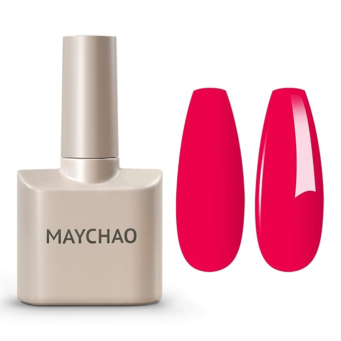 MAYCHAO 15ML Neon Rose Gel Nail Polish 1Pc Bright Rose Pink Gel Polish Soak Off UV LED Nail Polish Nail Art Starter Manicure Salon DIY at Home, 0.5 OZ