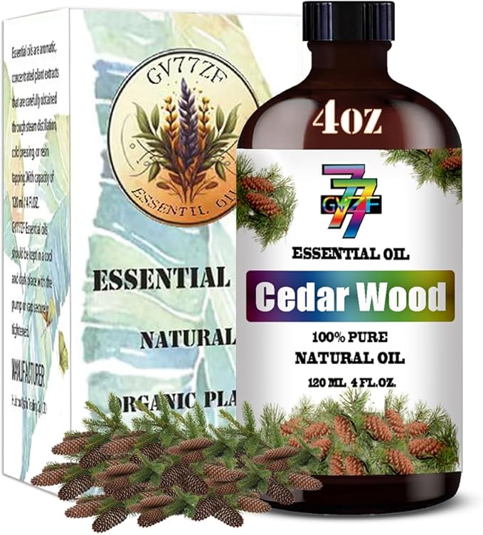 Cedar Wood Essential Oil (4 oz/120 ml) — Cedar Wood Oils for Aromatherapy, diffusers, humidifiers, Home fragrances, DIY Skincare, soap Making, DIY Candle, Relaxation, Yoga, and Meditation