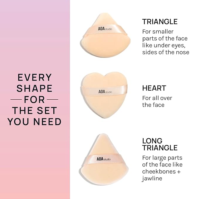 AOA Studio Velvet Puffs Makeup Puff Set of 6 Loose Powder Body Powder, Velour Makeup Blender Sponge Foundation Blending Sponges Set Beauty Makeup Tools(Black/Peach) (Small peach/Big peach/Heart peach)