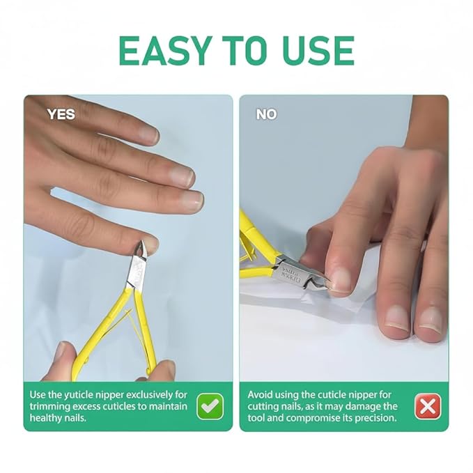 Professional Cuticle Trimmer Nail Cuticle Cutter Stainless Steel Cuticle Nippers with Sharp Blades of Cuticle Remover Clippers Manicure Tools Double Spring for Nail Care Pedicure Nail Tools (Yellow)