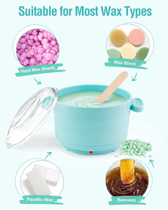 Silicone Wax Warmer for Hair Removal, Foldable Hot Wax Melter Machine for Hard and Soft Wax Beads, 18.6oz Electric Waxing Kit Silicone Heater Pot for Full Body, Legs, Face, Eyebrows & Bikini