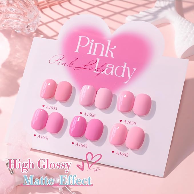 Double Rhythm 6 Pcs 15 ML Gel Polish Set Same Color Same Bottle Soak Off Gel Polish Kit Nail Art Manicure Salon DIY at Home for Women (Neutral Skin Pink Nude Beige -T6-53)