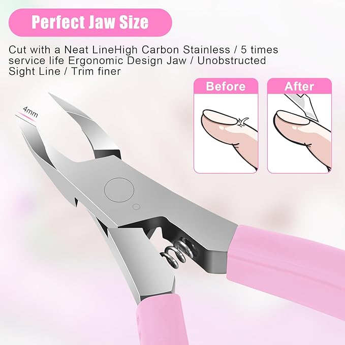 Diesisa Cuticle Trimmer - Jaw Extremely Sharp - Cuticle Clippers for Nails with Silicone handle - Non-Slip - Professional Cuticle Cutter, Dead Skin Remover Stainless Cuticle Remover Tool-Pink