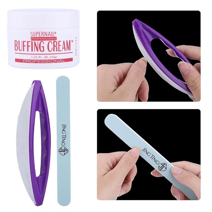 Nail Buffer Blocks and Shine Kit Art Buffing Cream Brush Buffers Polishing Strip Care Tools Chamois Polishing Block Glossy Nails Care Tools Set for Professional Manicure Pedicure Salon