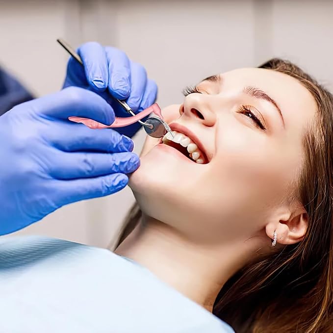 100pcs Interdental Brushes, 5 Sizes Braces Brush Set Soft Dental Brushes with Non-Slip Handle Angled Head Tooth Picks Floss Sticks Dental Floss Brushes for Braces Oral Cleaning