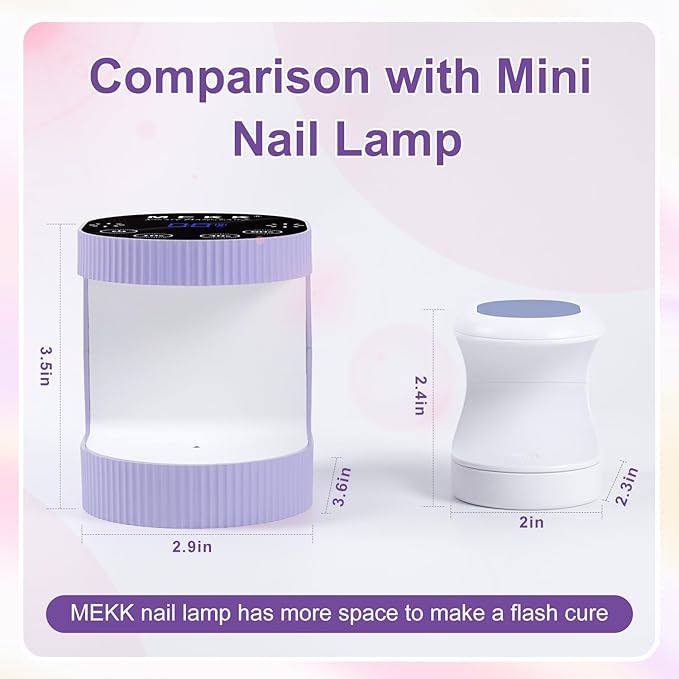 MEKK Cordless Mini UV Light for Gel Nails - 24W Rechargeable Mini UV LED Nail Lamp with Touch Control & Auto Sensor,Small Flash Cure Lamp,4 Timers,Portable Nail Light for Salon & Home-Purple